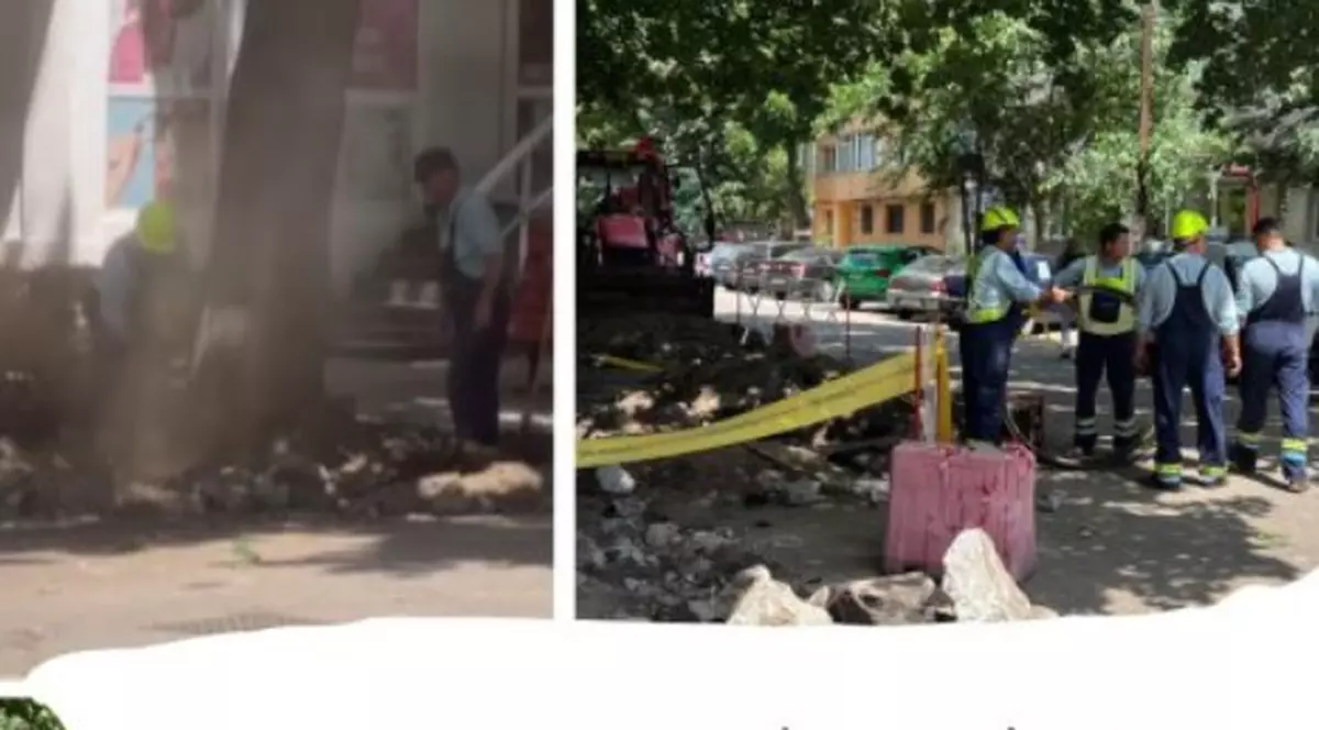 Muncitorii care pun borduri în Alexandria au spart de două ori în două zile o ţeavă de gaze. Reacţia Poliţiei