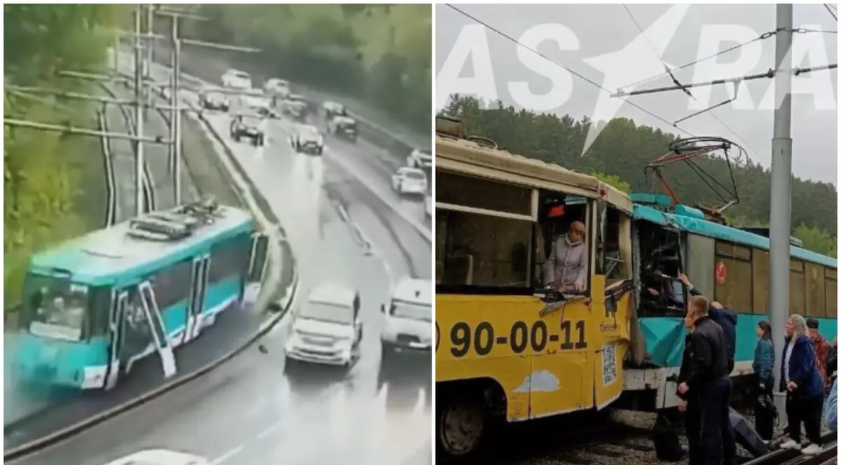 Un tramvai scăpat de sub control a aruncat într-o curbă pasageri în fața mașinilor, apoi s-a ciocnit de alt tramvai, în Rusia. Un mort și peste 90 de răniți