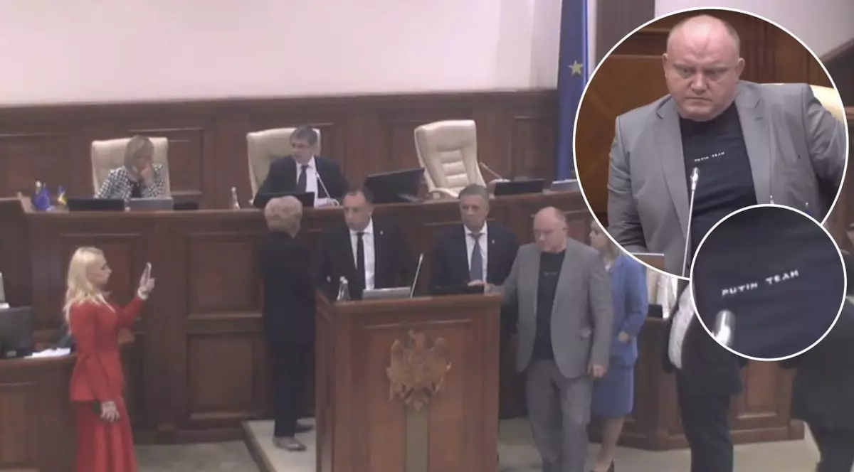 Un deputat moldovean a venit la ședința Parlamentului de la Chișinău într-un tricou cu mesajul „Putin Team”