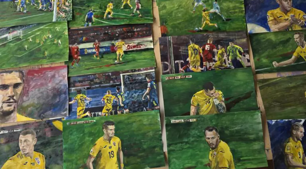 EURO 2024. Tricourile echipei României de la meciul cu Ucraina şi portretele pictate ale fotbaliștilor, într-o licitaţie caritabilă | VIDEO