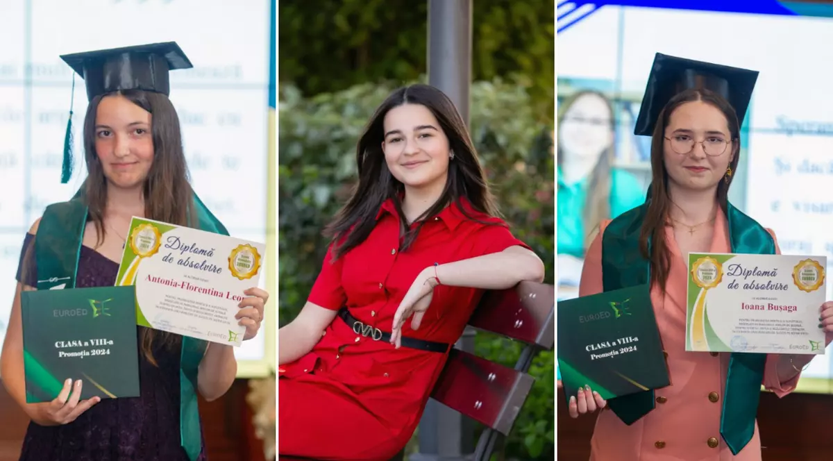 Antonia Leon (EuroEd), Daria Crăciun (Colegiul „Richard Wurmbrand”) și Ioana Bușaga (EuroEd), cele trei „zeciste” provenite de la școli private din Iași