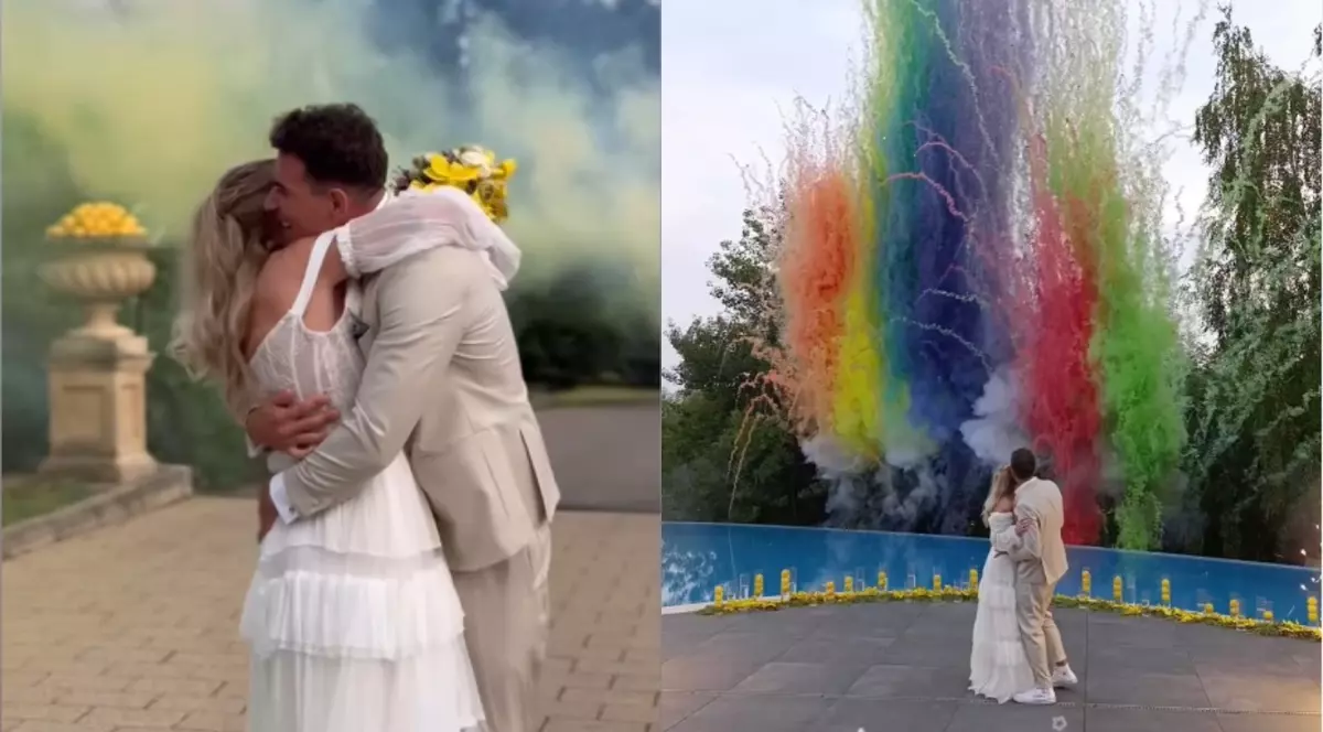 Imagini de la nunta actriței Ilona Brezoianu. S-a căsătorit religios cu Andrei într-un decor special, cu multe lămâi, lângă piscină