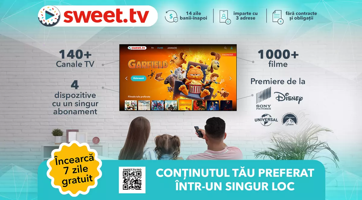 Tot conținutul TV favorit într-un singur loc - SWEET.TV îți oferă canale TV de top și premiere cinematografice!