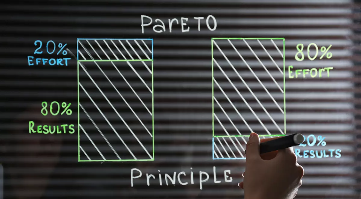 Ce este principiul Pareto -un barbat explica prin desene grafice principiul Pareto