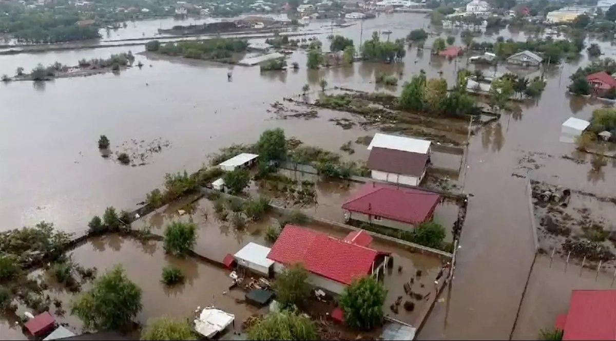 imagine din drona cu inundatiile din Galați din septembrie