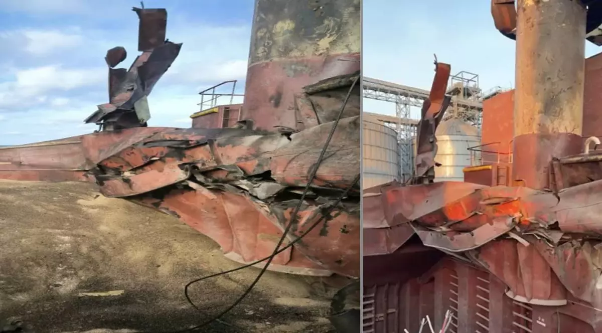 Nava ucraineană lovită de o rachetă rusească e în Portul Constanța. Imagini cu urmele atacului