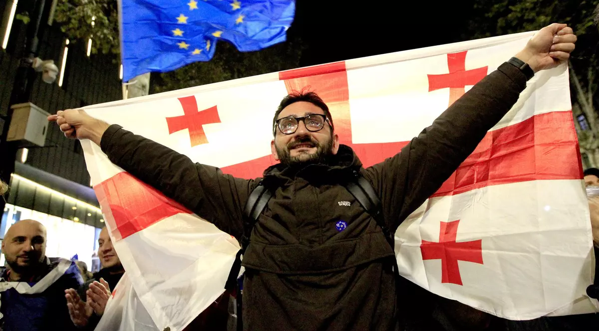 Manifestație pro-UE în Georgia cu o săptămână înainte de alegeri Foto: Profimedia