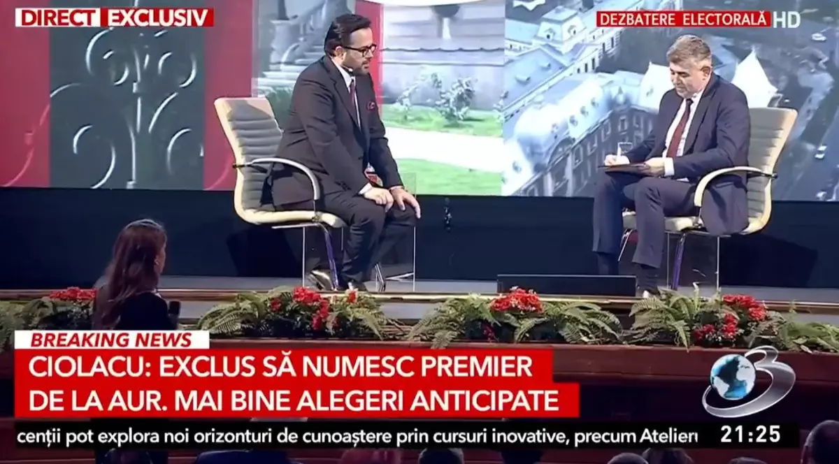 Marcel Ciolacu a scris pe coala de hârtie în fața lui Mihai Gâdea că nu va desemna un premier de la AUR