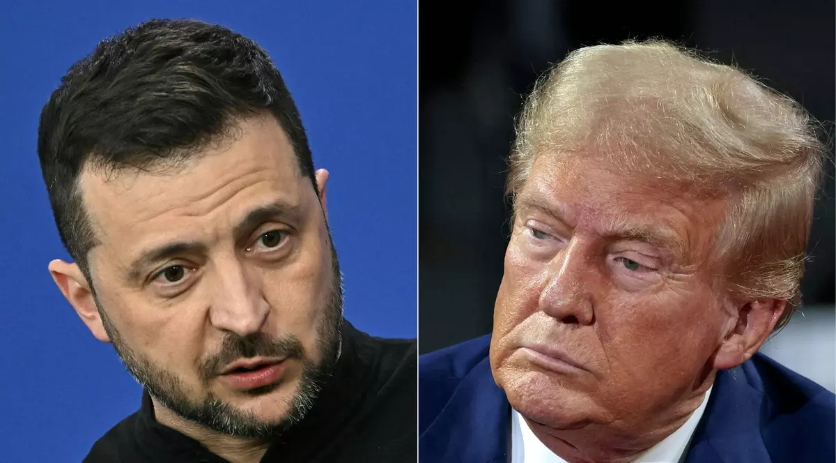 Colaj cu Volodimir Zelenski (stânga) și Donald Trump Foto: Profimedia