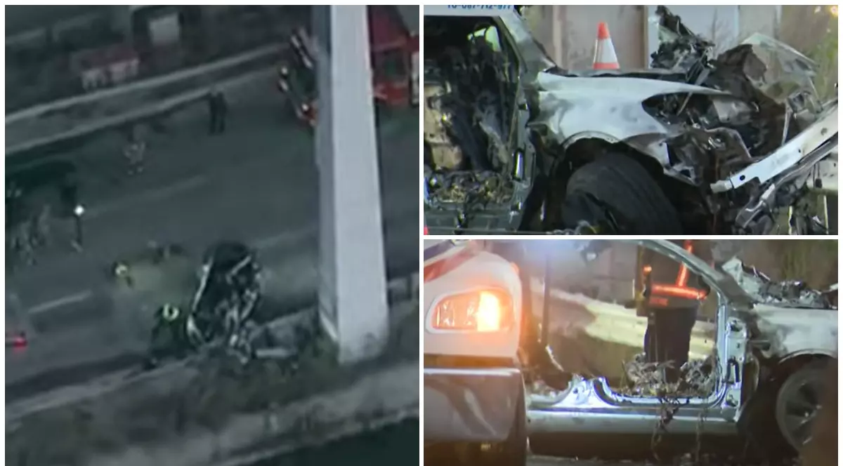 Mașina în care patru prieteni au murit arși de vii.