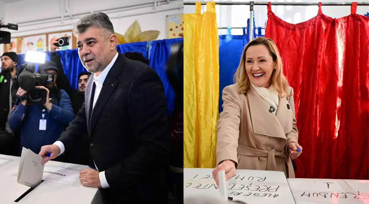 Elena Lasconi și Marcel Ciolacu la urne alegeri parlamentare 1 decembrie