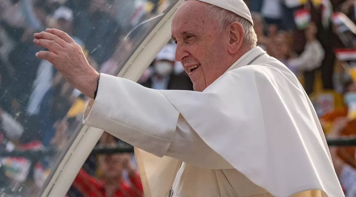 Papa Francisc, în timpul vizitei sale la Erbil, Irak Foto: Hepta