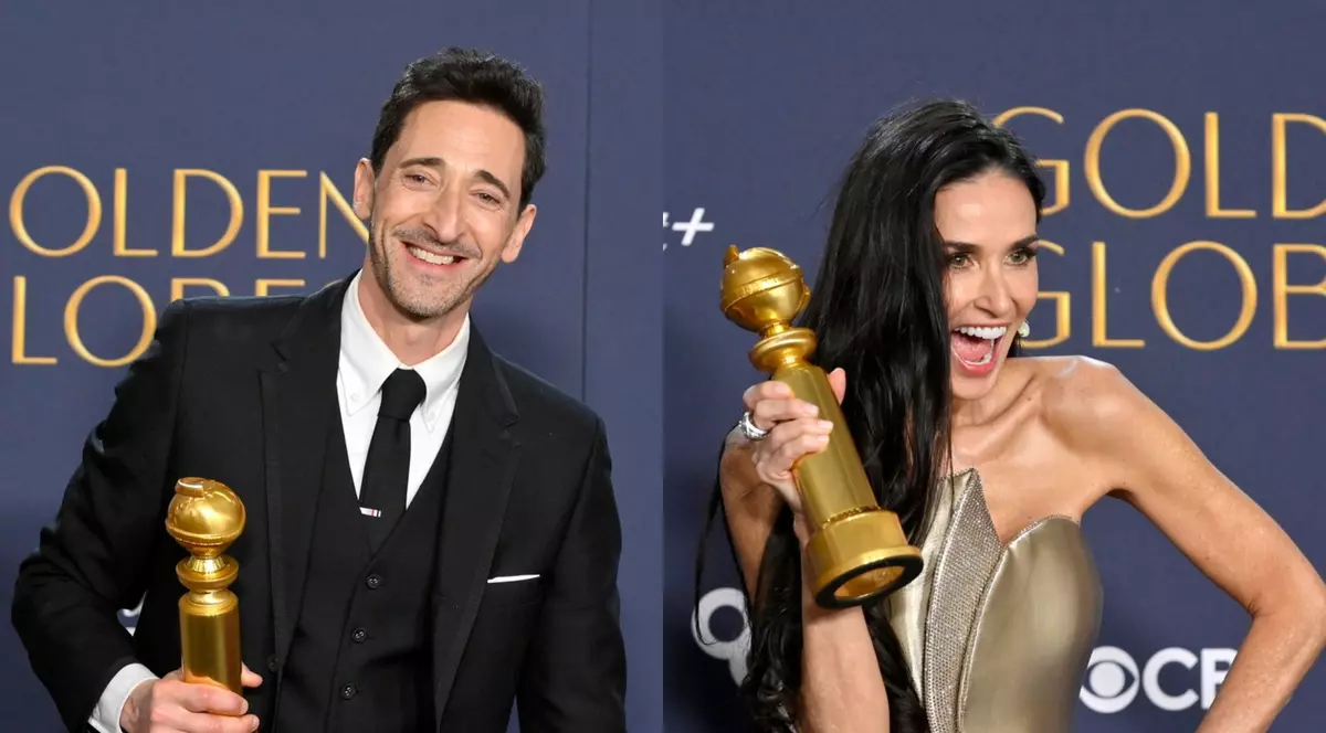 Adrien Brody și Demi Moore - câștigători Globurile de Aur 2025
