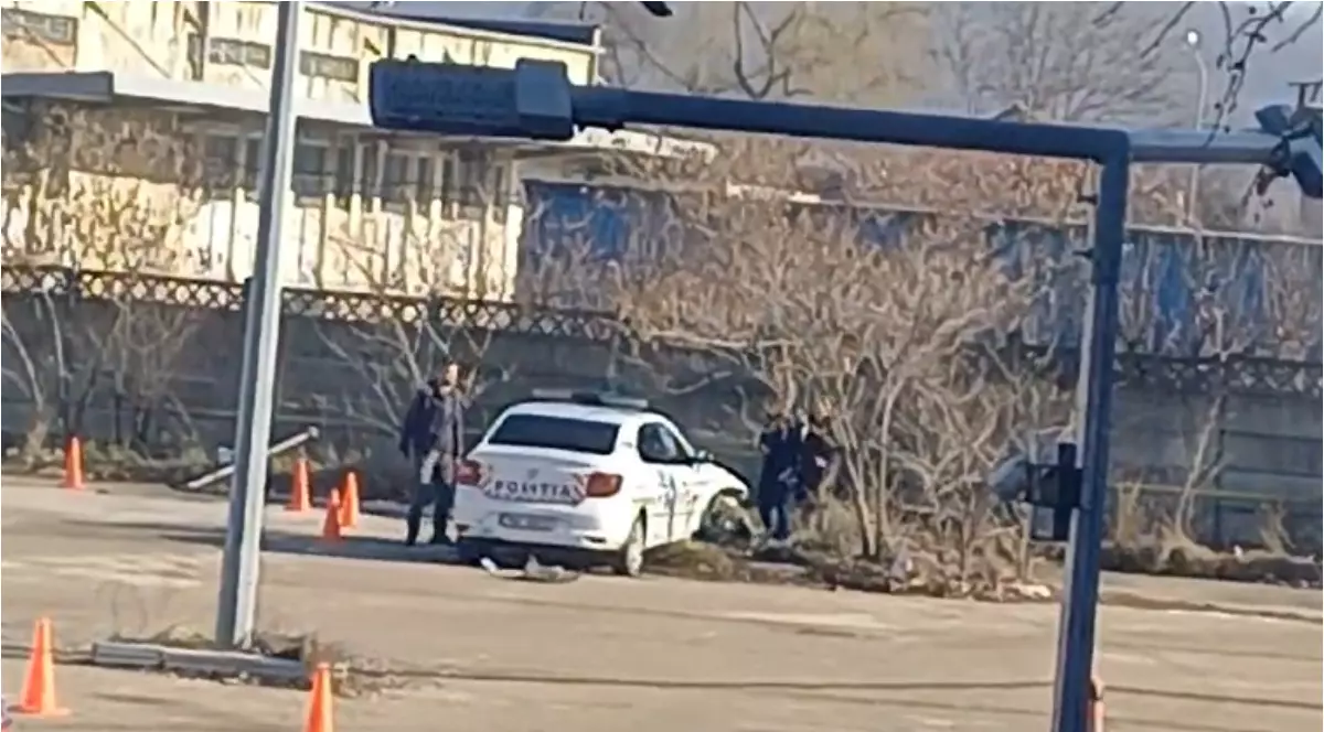 Autospeciala de poliție de la cursul de conducere defensivă din Vaslui