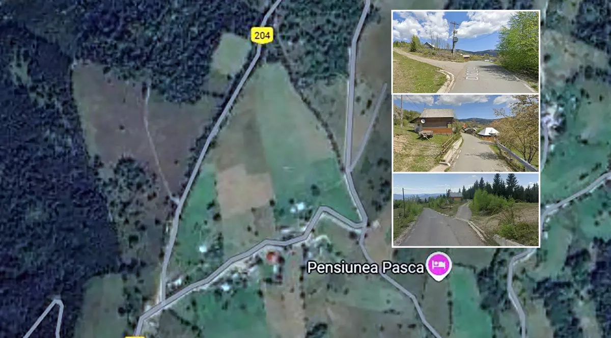 Traseul unui drum din Munții Apuseni, schimbat arbitrar în timpul modernizării. Acum trece printr-o zonă cu locuințe și terenuri