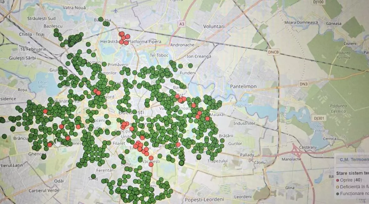 Hartă blocuri fara caldura si apa calda Bucuresti 10 ianuarie 2025