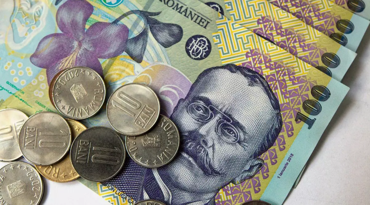 bani lei bancnote 100 de lei monede 10 bani