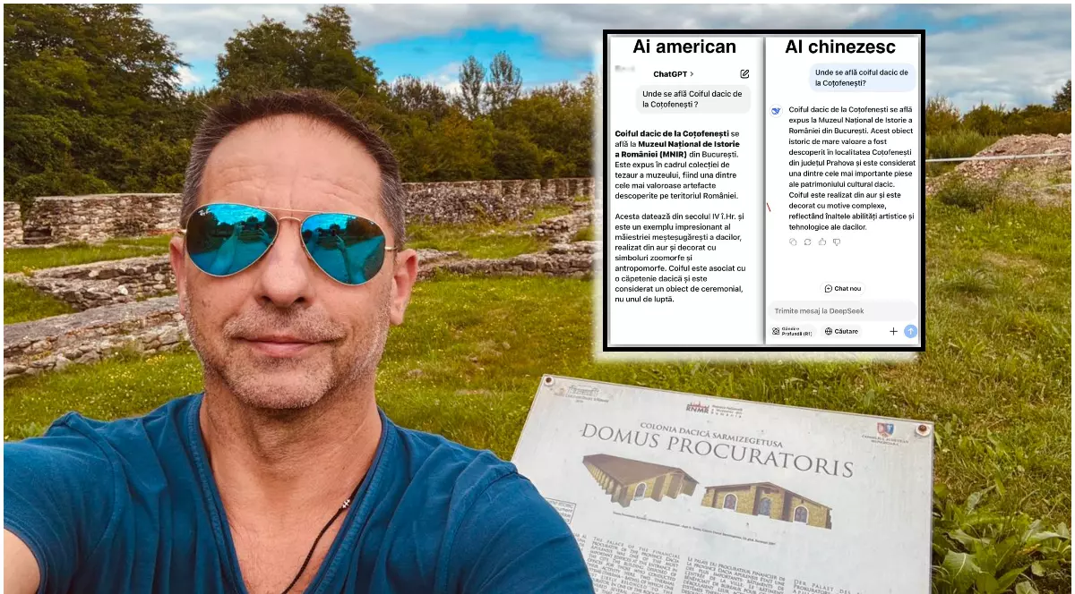 Răspunsul primit de Dan Negru de la Deep Seek și Chat GPT când a întrebat „Unde se află coiful dacic de la Coțofenești?”: „Praf ambele”