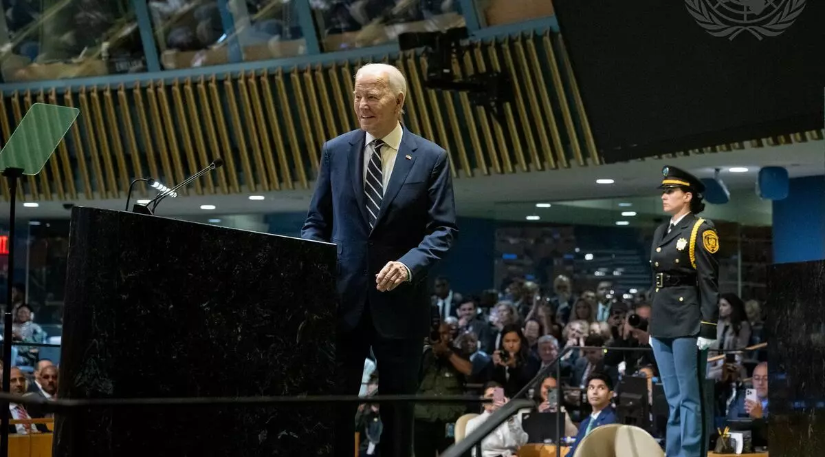 Ștefana Mărginean, în spatele lui Joe Biden la tribuna ONU Foto: Profimedia