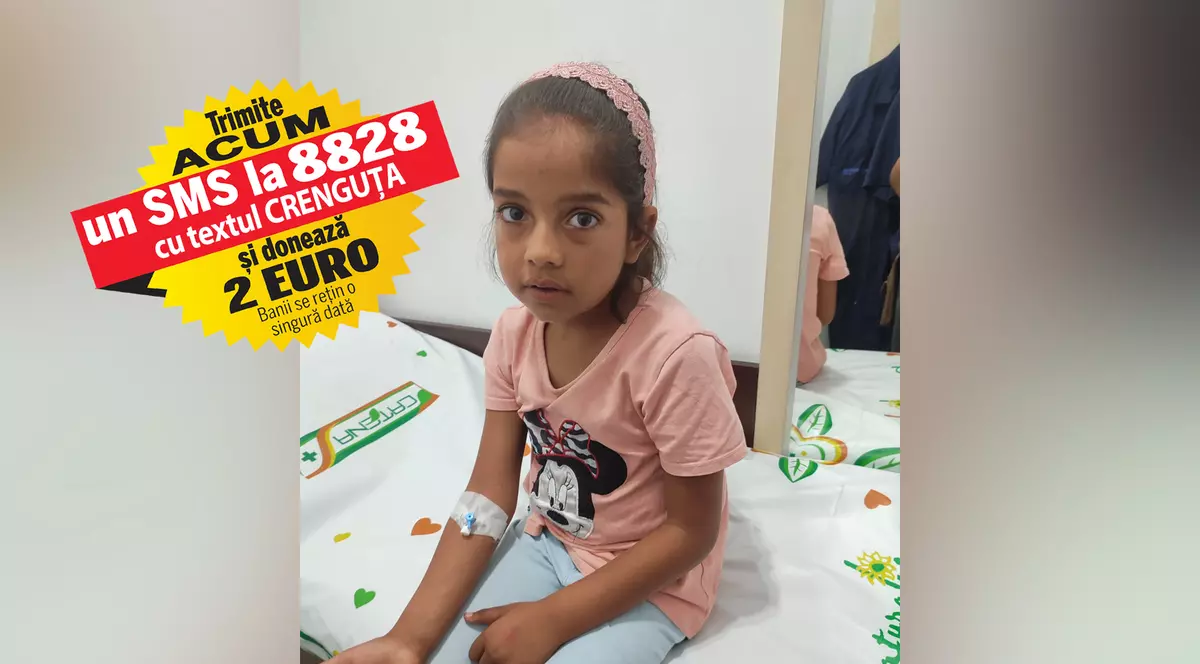 Diagnosticată cu hipoadrenalism, Crenguța poate salvată cu un tratament pe care îl poate primi în Italia. Fetița, care suferă și de cancer, are nevoie de 7.000 de euro
