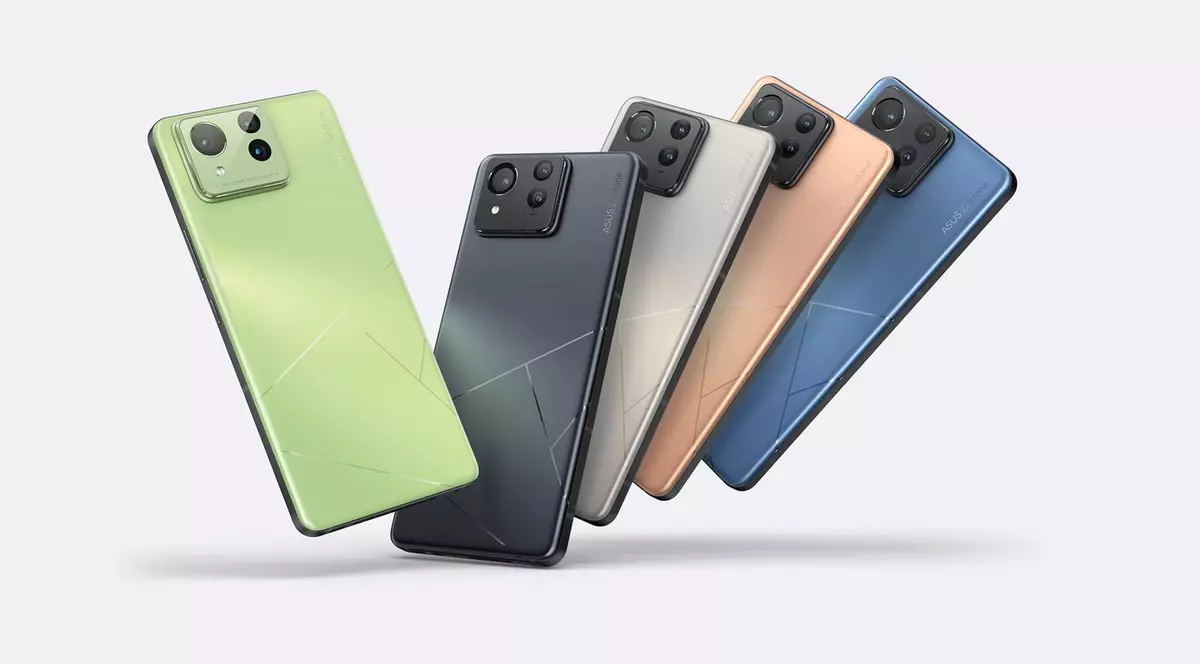 Gama de telefoane ASUS Zenfone 11 Ultra, de culori diferite, așezate pentru poza de prezentare.