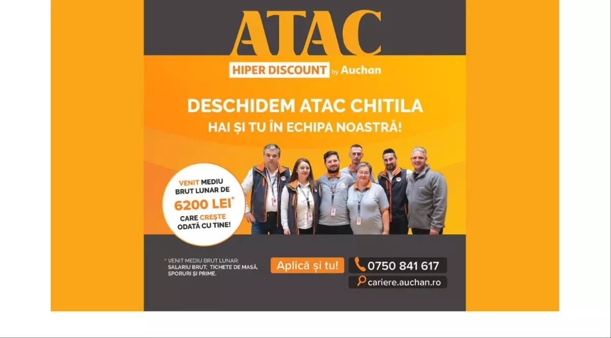 Auchan angajează pentru noul hipermarket ATAC Hiper Discount din București. Află cum poți aplica și ce beneficii primești!