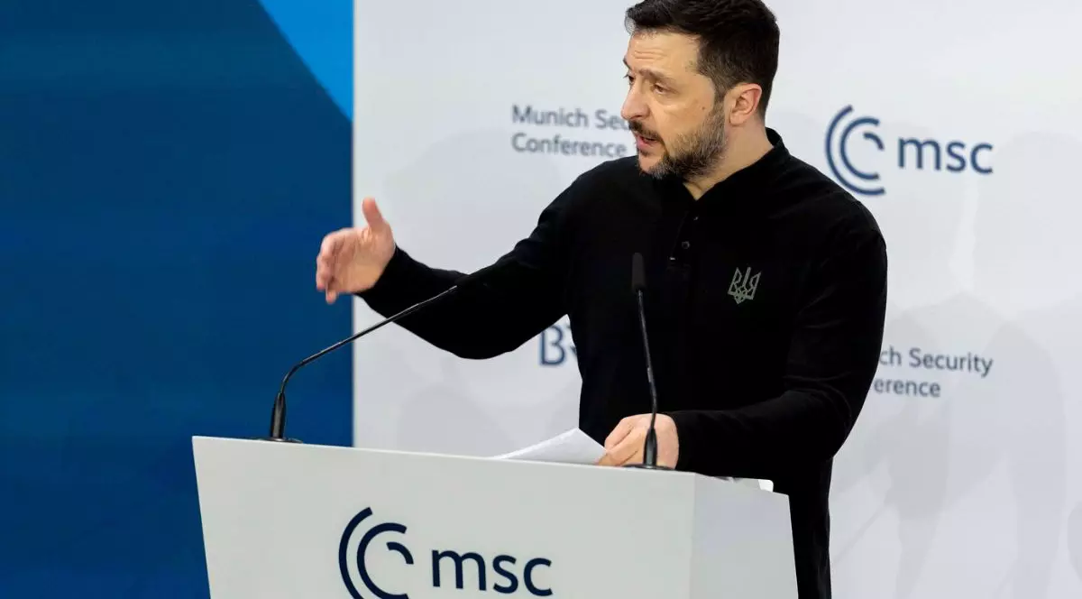 Volodimir Zelenski, președintele Ucrainei, la conferința „Sfidare și diplomație Perspective pentru viitorul Ucrainei la cea de-a 61-a Conferință de Securitate de la München, 15 februarie 2025