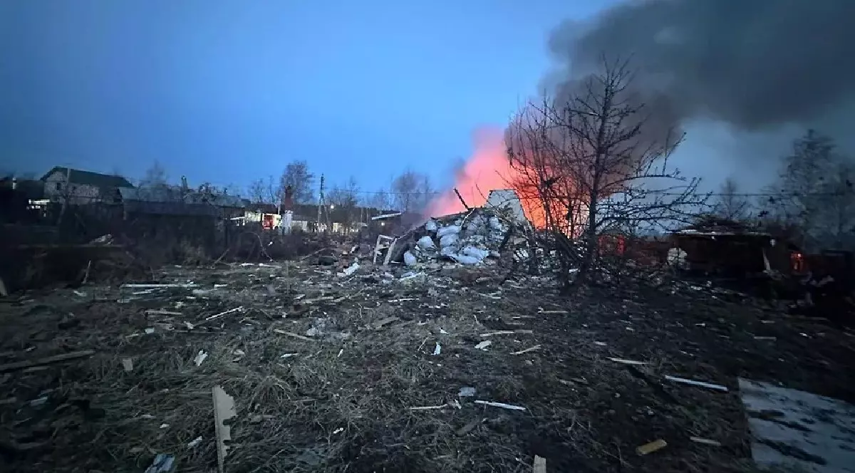 Incendiu provocat de un atac cu drone Foto: Profimedia