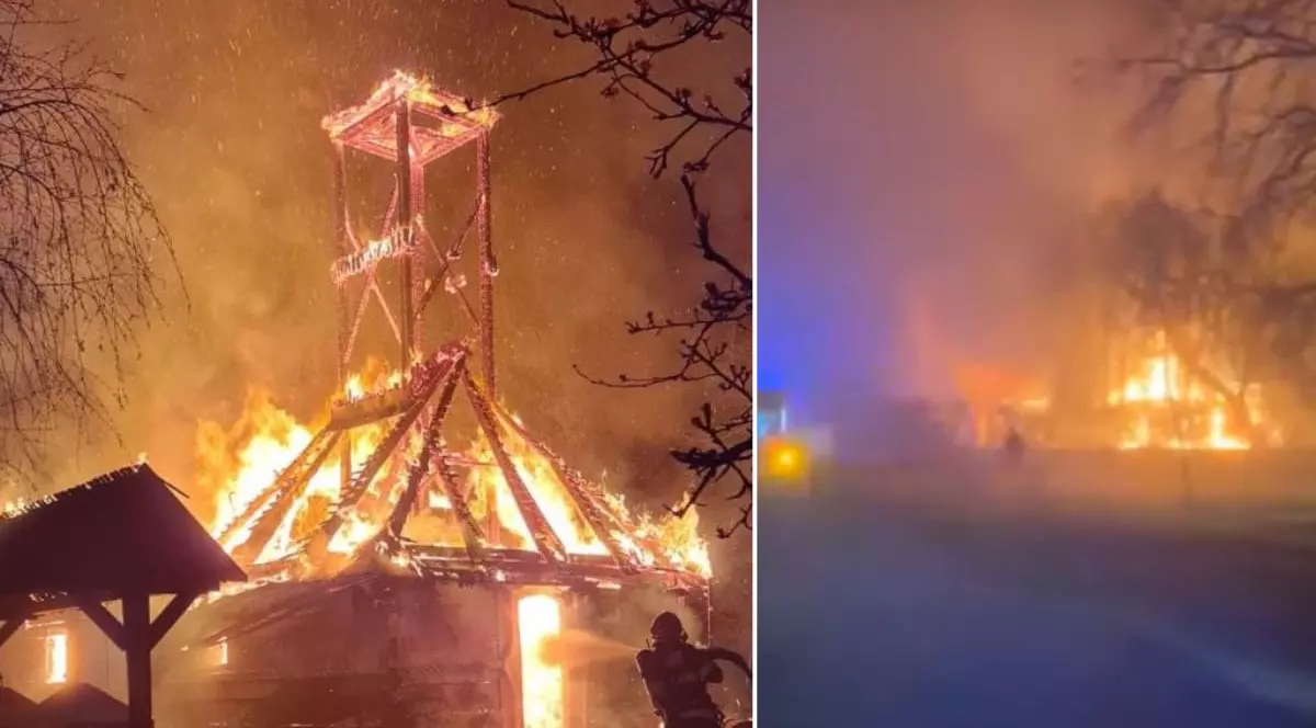 Biserica de lemn de la Muzeul Satului Bănățean din Timișoara a fost cuprinsă de un incendiu în noaptea din 25 spre 26 martie