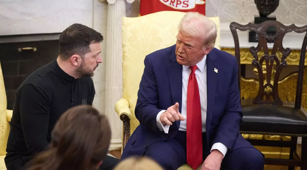 28 februarie 2025, SUA, Washington: Președintele american Donald Trump se întâlnește cu președintele Ucrainei, Volodymyr Zelensky, în Biroul Oval al Casei Albe