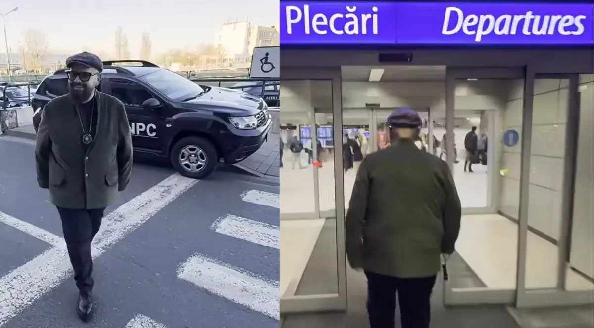 Cristian Popescu Piedone în fața unei mașini, Piedone, șeful ANPC, intră în Aeroportul Otopeni