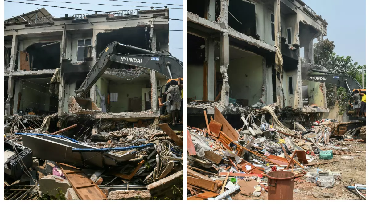 Clădire prăbușită în urma unui cutremur puternic