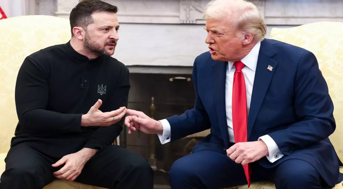 Donald Trump și Zelenski în timpul întâlnirii din Biroul Oval