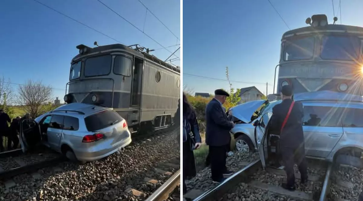 Mașină lovită de tren, la Podul Iloaiei, lângă Iași. Șoferul, găsit în stop cardio-respirator, a murit