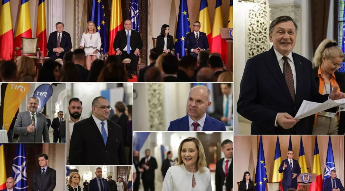 Colaj foto cu cei zece candidați care au participat la dezbaterea organizată de TVR pentru alegerile prezidențiale din 4 mai 2025