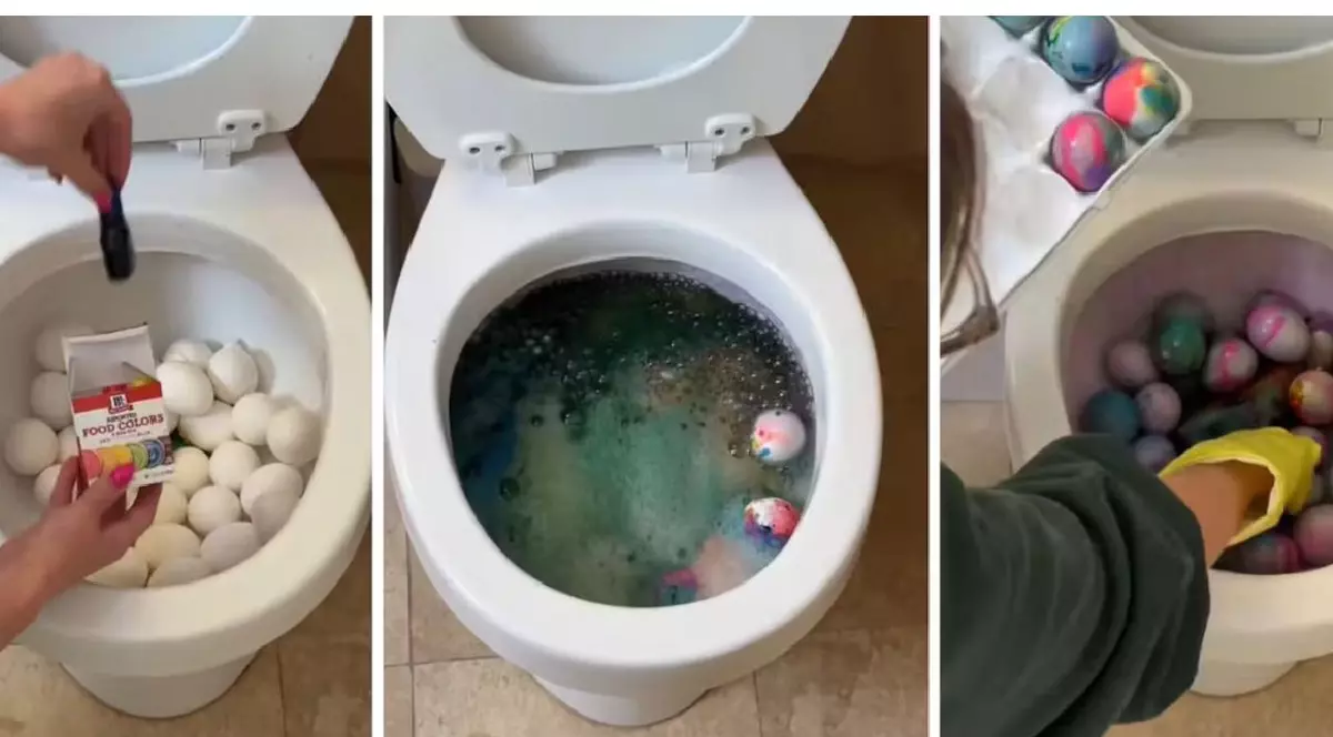Gospodina care vopsește ouăle de Paște în toaletă, video viral: „Vom lua un nou virus”
