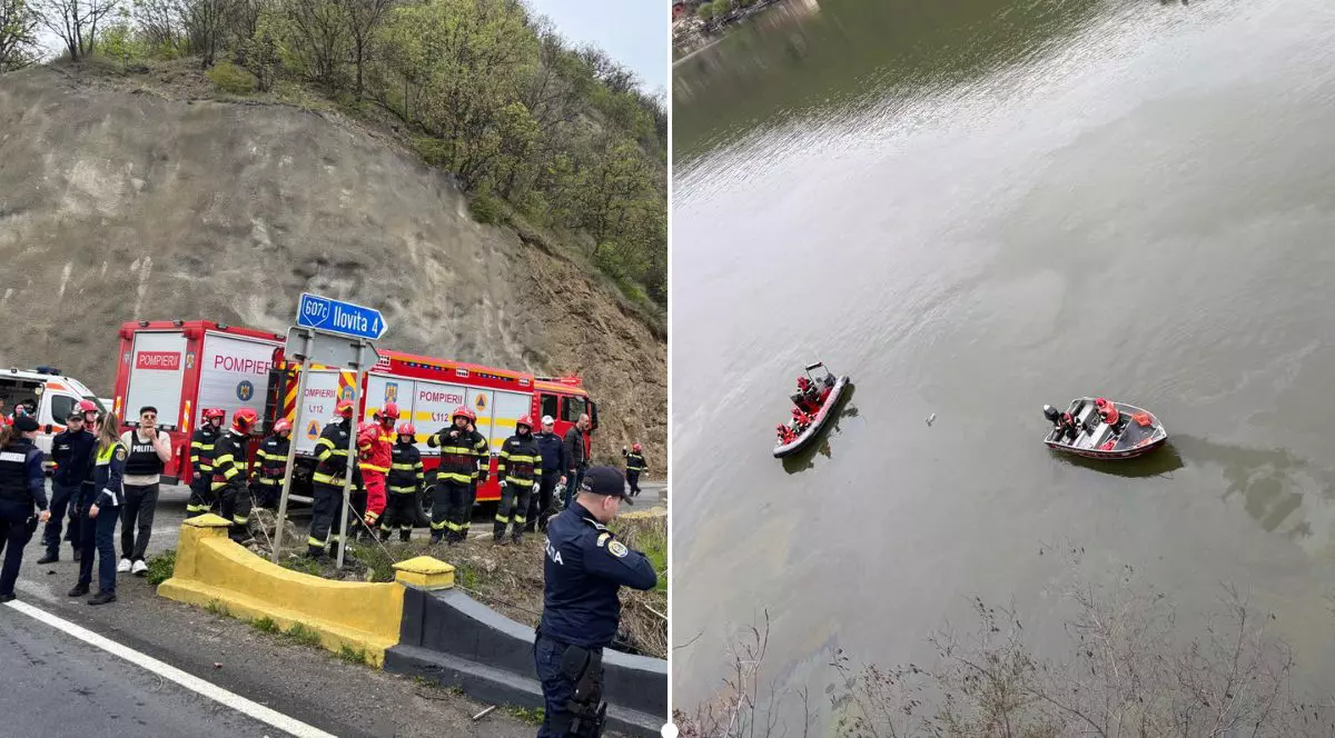 Un microbuz cu pasageri a căzut în Dunăre, în județul Mehedinți