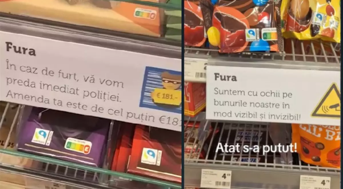 Mesaje de avertizare în limba română, în supermarkturile din Olanda