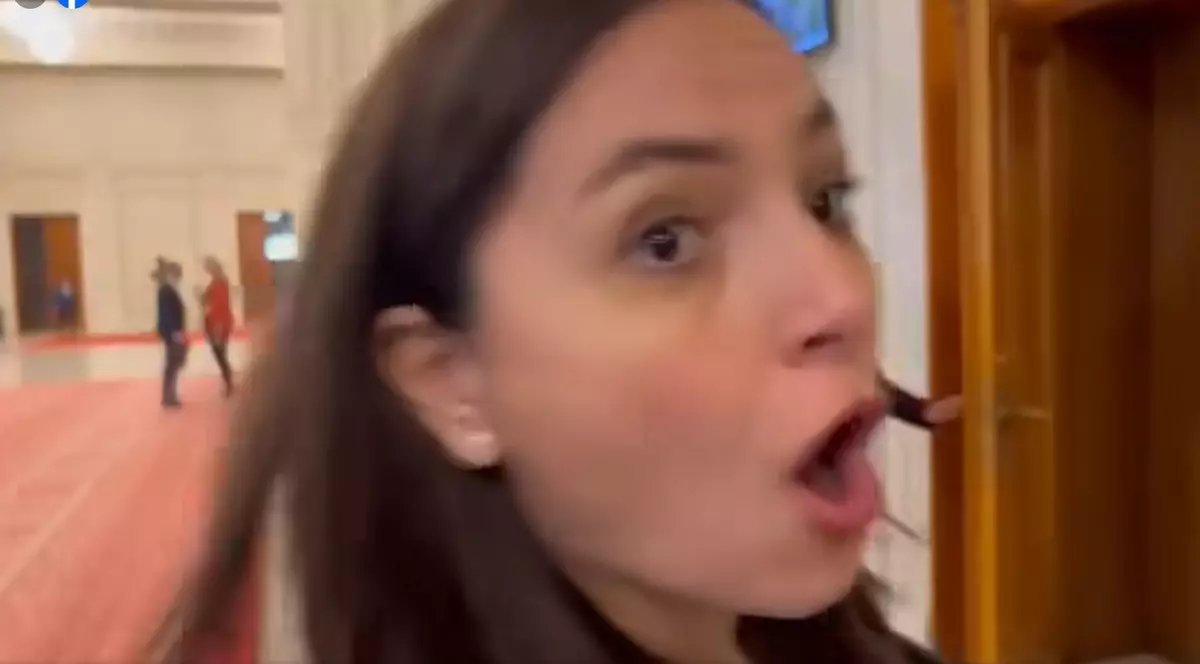 Anamaria Gavrilă în momentul de furie maximă din Parlament, când a amenințat jurnaliștii