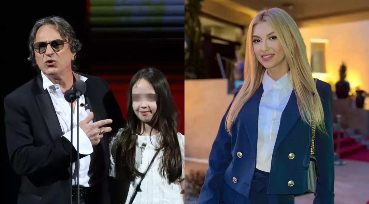 Claudiu Bleonț și fetița la Premiile Gopo, iar în dreapta Andreea Bălan
