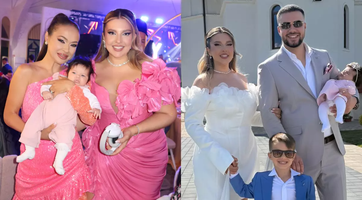 Imagini de la botezul fetiței lui Culiță Sterp și a Danielei Iliescu. La momentul tortului, artistul a izbucnit în lacrimi de față cu invitații