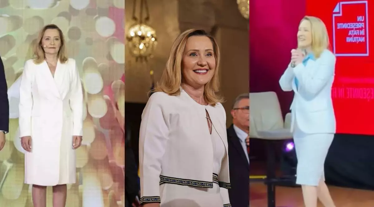 Elena Lasconi a purtat alb la dezbaterile electorale