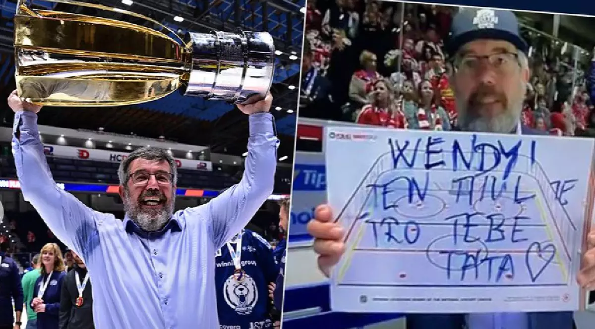 Antrenorul echipei de hochei pe gheață Kometa Brno a dedicat titlul fiicei sale, ucisă într-un accident rutier în SUA: „Wendy, trofeul este pentru tine!”