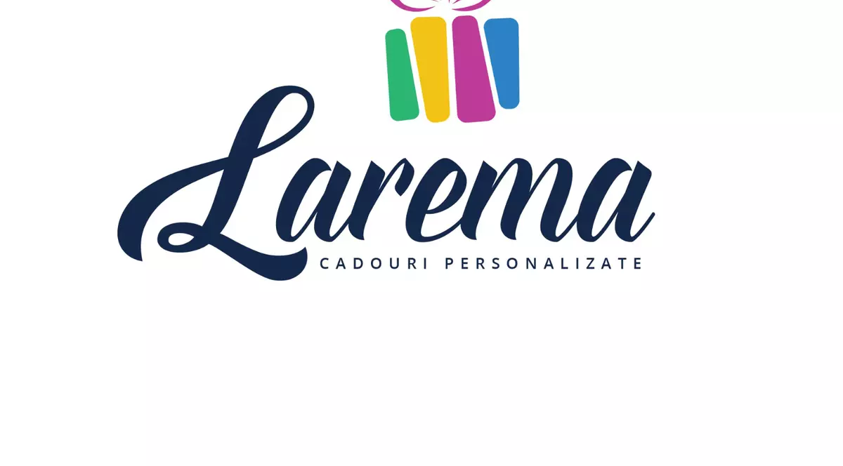Larema - logo cu numele magazinului si un cadou colorat deasupra