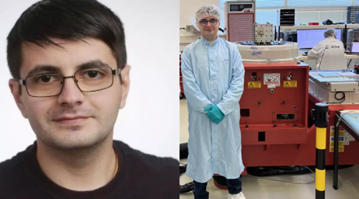 Inginerul român Laurențiu în camera curată de la ESTEC, pregătind testarea modelelor demonstrative de zbor cu bandă ultra-largă pe Lună