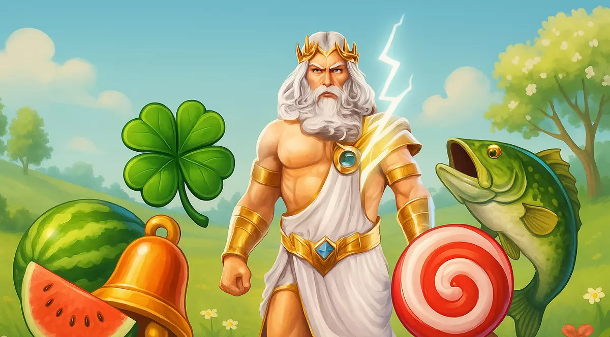 Mr Bit - vizual dintr-un joc de pacanele cu Zeus intr-un cadru natural