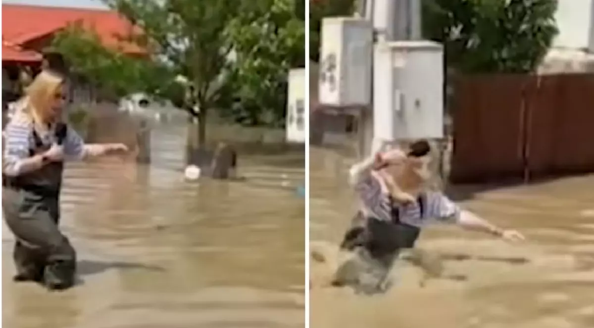 momentul in care reporterul a cazut
