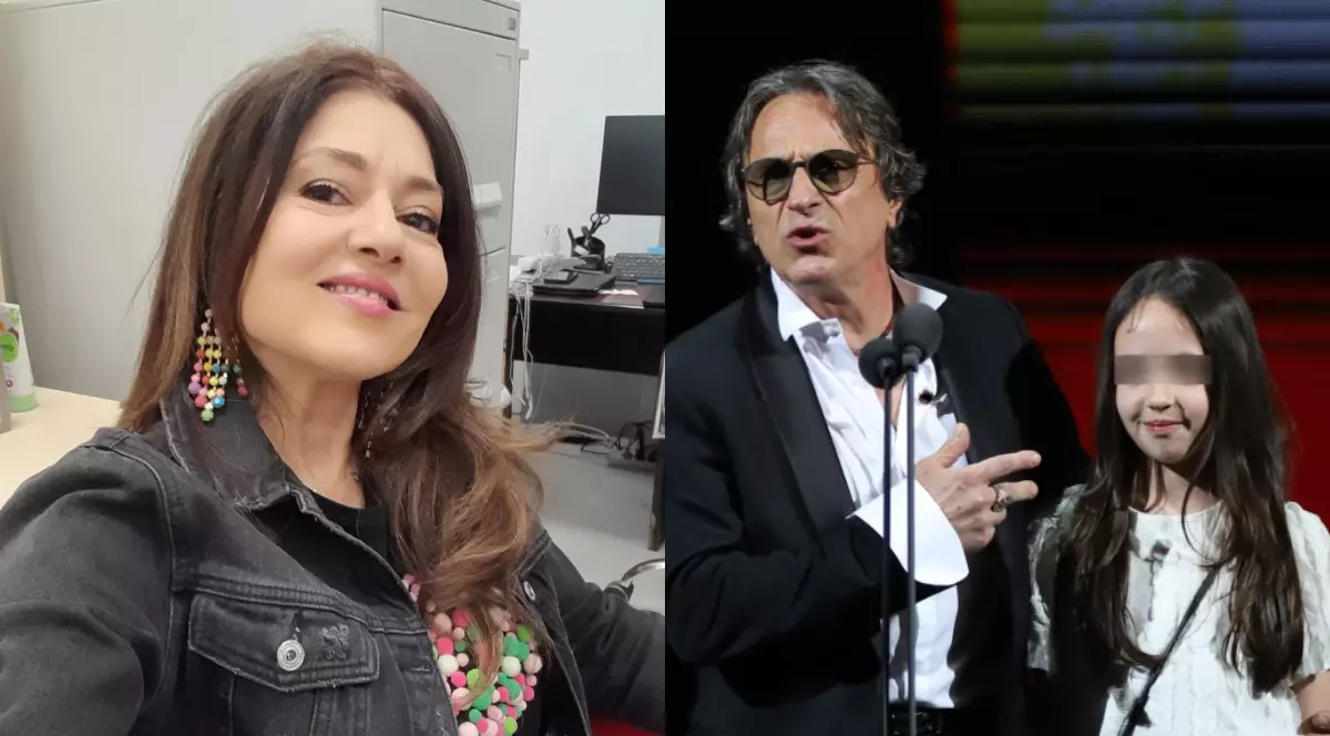 Oana Sîrbu în stânga, Claudiu Bleonț și fiica lui pe scenă la Premiile Gopo 2025