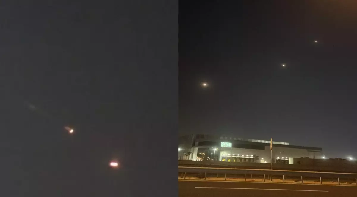 Momentul atacului lansat de Iran asupra bazei SUA din Qatar, pe cer se vede cum zboară rachete