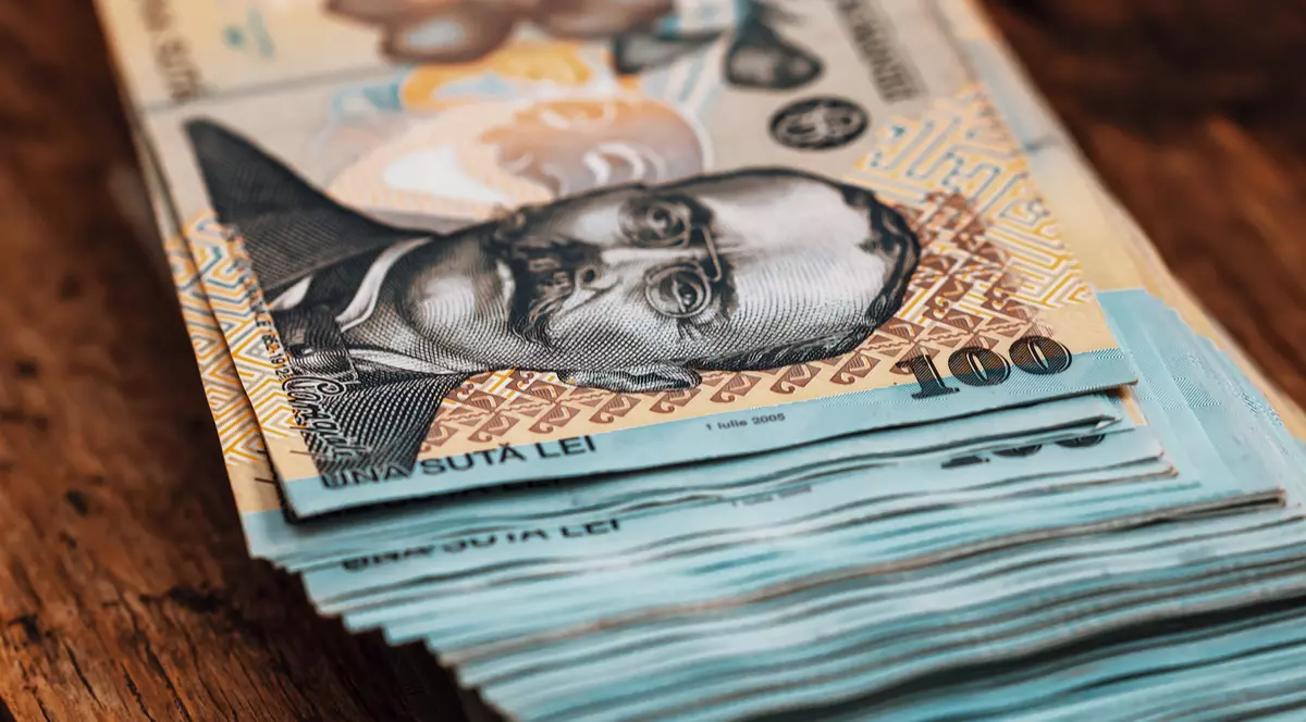 Poză cu bancnote de 100 de lei